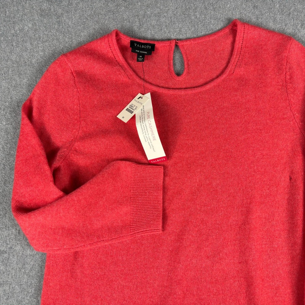 Talbots Pure Cashmere Sweater Womens M Pink Crewneck Long Sleeve Preppy NWT